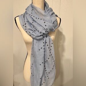 Polka dots baby blue cotton scarf wrap shawl